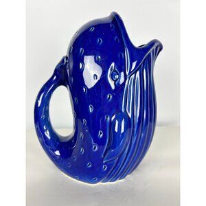 Pier 1 Indigo Blue Ceramic Whale Pitcher Jug 9 1/2 Inch Tall Mint Condition NOTE